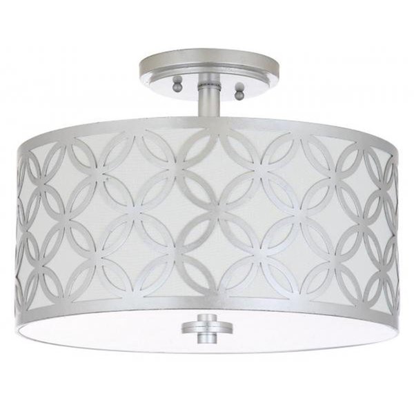 Safavieh 15 in. dia. Cecily Leaf Trellis 3 Light Silver Flush Mount, Silver FLU4003B